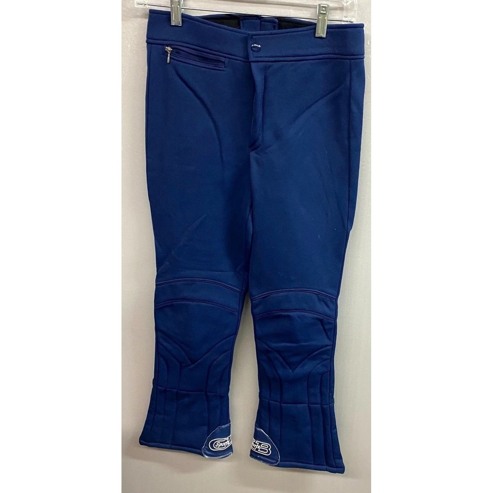 CB Sports Ski Pants Womens 14 Large Navy Blue Stretch Padded Ankle Zip Winter